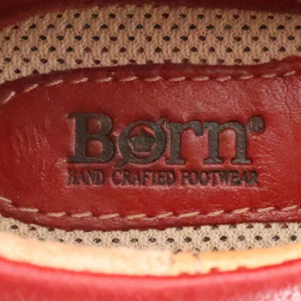 Born Red Leather Mary Jane Shoes Girls Size 11.5 Floral Cutout Comfort Cottage